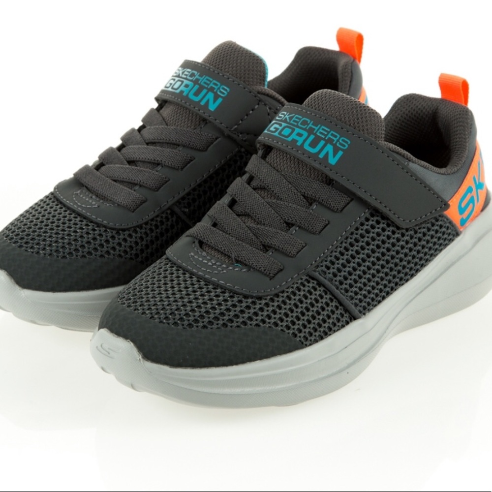 Skechers SZ 2 Boy New Go Run Fast Tharo Cushion Sneakers Shoes Gray Blue